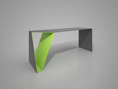 Modern Minimalist Desk With Gray Top And Green Geometric Support Structure 3d model