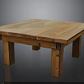 Natural Wooden Square Table Design With Plank Top And Sturdy Legs