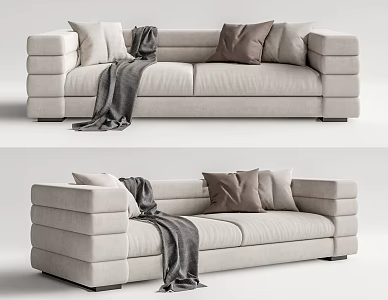 Modern double sofa multiplayer sofa 3d model
