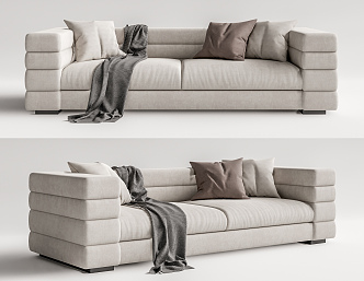 Modern double sofa multiplayer sofa 3d model