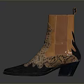 Stylish Modern Ankle Boots With Orange Black Snakeskin Pattern And Leather Material