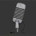 Vintage Metal Microphone With Striped Design And Round Base Classic Style
