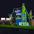 Heineken 0.0 Outdoor Setup Featuring Green Bottle Blue Cooler Chairs And Plants