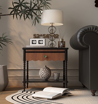 French Retro Bedside Cabinet 3d model