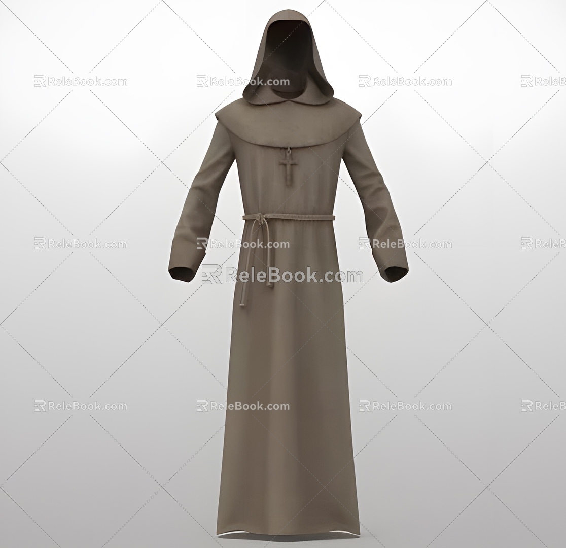 Modern Monk Robe Modern Clothes Clothing Monk Robe Taoist Robe 3d model