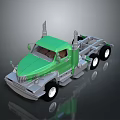 Green Semi Truck Model With Silver Cab And Black Wheels Design