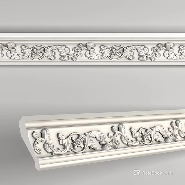 Elegant Decorative Cornice With Intricate Carved Patterns For Interior Design 3d model