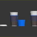 Everyday Practical Household Plastic Cups With Lids In White And Blue Colors