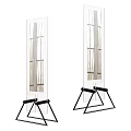 Modern Transparent Glass Floor Lamps With Black Metal Triangular Base And Striped Design