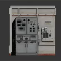 Industrial Metal Electrical Control Cabinet Equipment Featuring Panel Knobs Holes And Labeled Surface