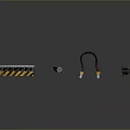 Industrial Equipment Components Including Long Hose Striped Box And Connectors