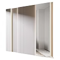 Minimalist Modern Interior Space With White Walls Vertical Stripe Details Mirror And Marble Floor