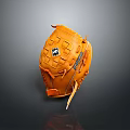 Orange Leather Baseball Glove With Stitched Design And Logo Detail