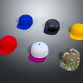 Assorted Color Baseball Caps Including Red Blue Black Yellow White and Camouflage