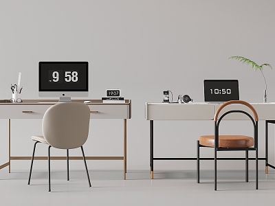 Modern Desk and Chair Desk and Chair Combination Computer Notebook Jewelry Table Lamp Electronic Watch Books model