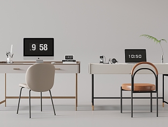 Modern Desk and Chair Desk and Chair Combination Computer Notebook Jewelry Table Lamp Electronic Watch Books 3d model