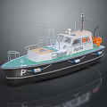 Wooden Pilot Boat With Ladder Railings Black Green Hull White Cabin And Orange Lifebuoy