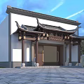Ancient Chinese Traditional Architecture With Curved Eaves Tile Roof White Walls And Stone Steps