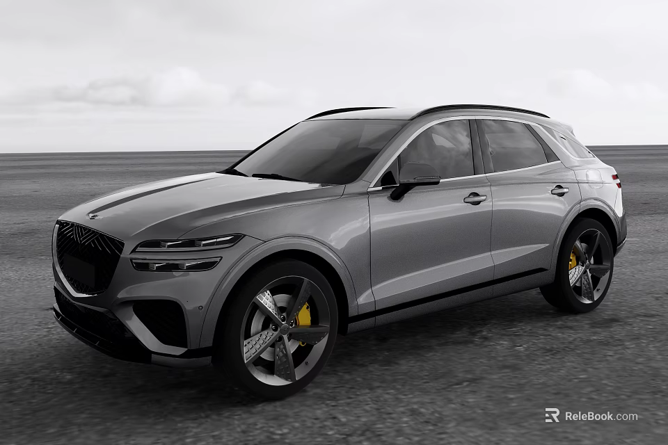 Sleek Silver Modern SUV With Sporty Alloy Wheels And Yellow Brake Calipers On Open Road 3d model 