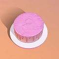 Smooth Pink Cake with Dripping Frosting on White Round Plate Stand