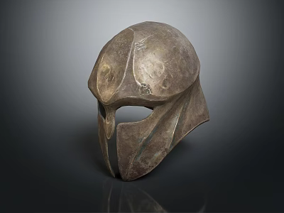 Ancient Warrior Battle Helmet With Intricate Bronze Craftsmanship And Metallic Texture Design 3d model