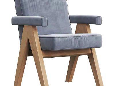 Modern Accent Chair With Wooden Frame Gray Upholstered Seat And Comfortable Armrests 3d model