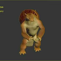 3D Game And Movie Character With Red Shell Orange Body And Clawed Limbs