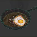 Traditional Cast Iron Skillet Frying Perfect Sunny Side Up Egg in Oil