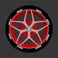 Stylish Red And Silver Car Wheel Rim With Black Tire For Automotive Parts