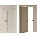 White Double Doors With Classic Design And Modern Handles For Home Interior