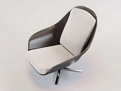 Modern Dual Color Upholstered Swivel Leisure Chair With Shiny Metal Base For Cozy Home Relaxation 3d model