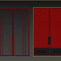 Modern Double Doors With Arched Glass Panels And Black Metal Frames 3d model
