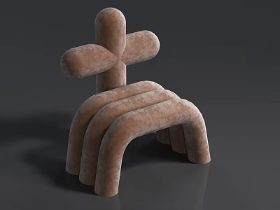 Modern Brown Velvet Single Chair With Curved Lines And Organic Design 3d model