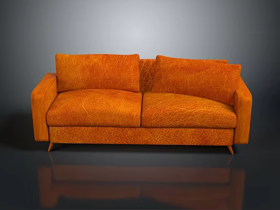 Modern Orange Two Seater Sofa With Soft Textured Upholstery And Sleek Legs 3d model