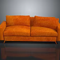 Modern Orange Two Seater Sofa With Soft Textured Upholstery And Sleek Legs