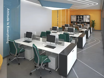 Comfortable Ergonomic Green Office Chairs For Modern Bright Open Plan Commercial Office Workstations 3d model