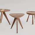 Modern Wooden Side Tables With Three Different Shapes And Sleek Leg Design 3d model