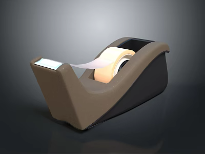 Sleek Modern Desktop Furniture With Brown Black Tape Dispenser And White Tape 3d model
