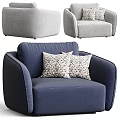Modern Single Sofa With Navy Blue Fabric And Patterned Decorative Pillows 3d model