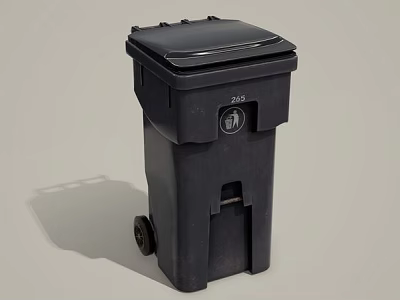Public Facility Black Wheeled Foot Pedal Garbage Bin With Lid For Outdoor Use 3d model