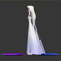 Blonde Elsa In White Gown With Blue Pink Ice Spikes Arms Outstretched On Reflective Ground