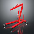 Red Heavy Duty Utility Vehicle With Hydraulic Crane Arm And Mobile Steel Wheels