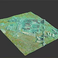 Detailed Realistic Terrain Model With Grassland Ruins Scattered Debris And Structures