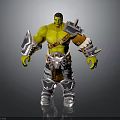 Green Skinned Fantasy Warrior Creature in Armored Attire With Ornate Belt And Armor Details