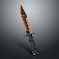 Modern Tactical Knife Featuring Black And Orange Serrated Blade And Grip Handle