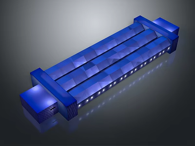 Futuristic Blue Geometric Structure With Illuminated Panels And Sleek Design 3d model