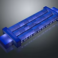 Futuristic Blue Geometric Structure With Illuminated Panels And Sleek Design
