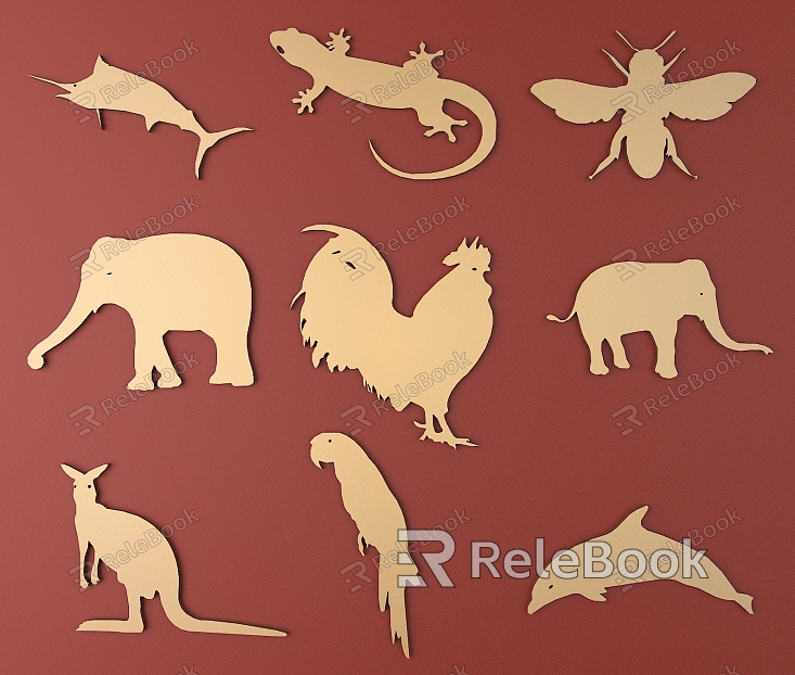 Animal silhouette metal carved animal pattern model