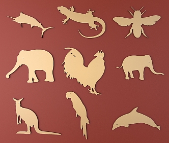 Animal silhouette metal carved animal pattern 3d model