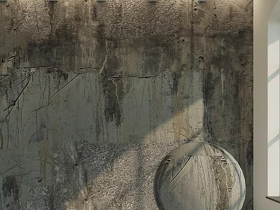Circular Architectural Component On Textured Concrete Wall With Rustic Surface Details 3d model